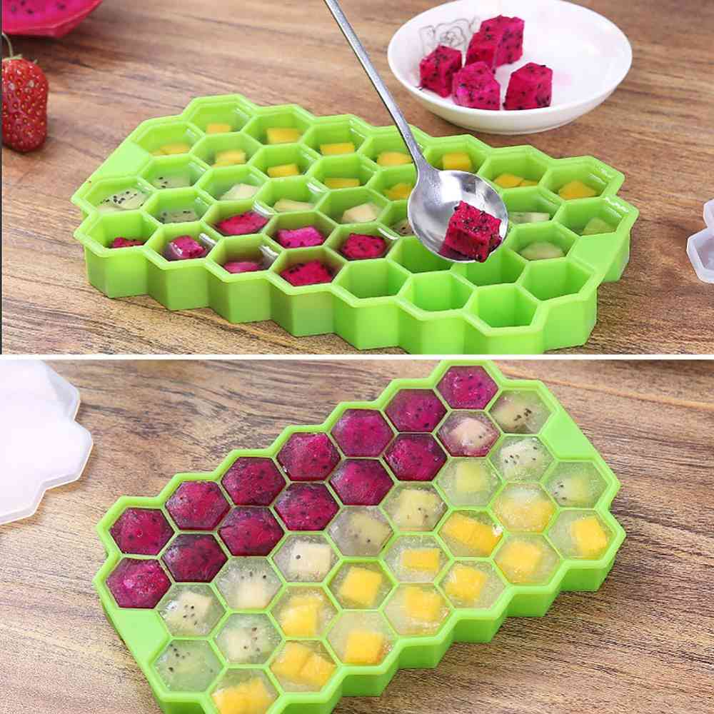 2 Pack 74 Cubes Silicone Ice Cube Trays With With Removable Lid Viral 