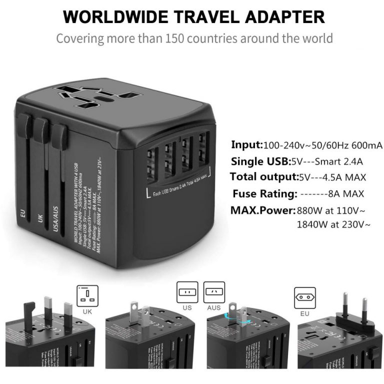 International Power Adapter with 4 USB Ports, Your Perfect Travel ...